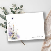 Chic Lilac Purple Fleur sauvage Papillon Aquarelle
