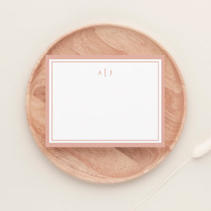 Carte De Correspondance Chic Minimaliste Rose Pâle Deux Bordures Monogramm