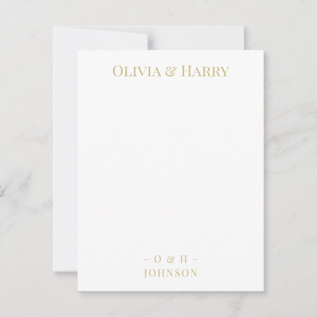 Carte De Correspondance Chic Monogram Gold Mariage blanc (Devant)