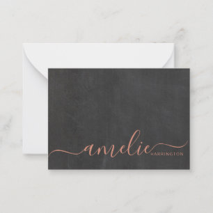 Carte De Correspondance Chic Monogramme Moderne Minimaliste Script Cuivre
