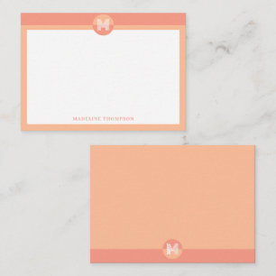 Carte De Correspondance Chic Peach Orange Géométrique Monogramme moderne