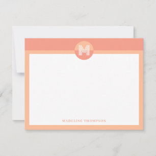Carte De Correspondance Chic Peach Orange Géométrique Monogramme moderne
