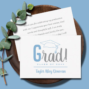 Carte De Correspondance Chic Poudre Bleu et Gris Grad Casquette gradué