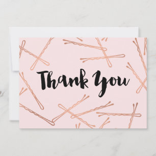 Carte De Correspondance Chic Rose or Bobby Pins Merci rose