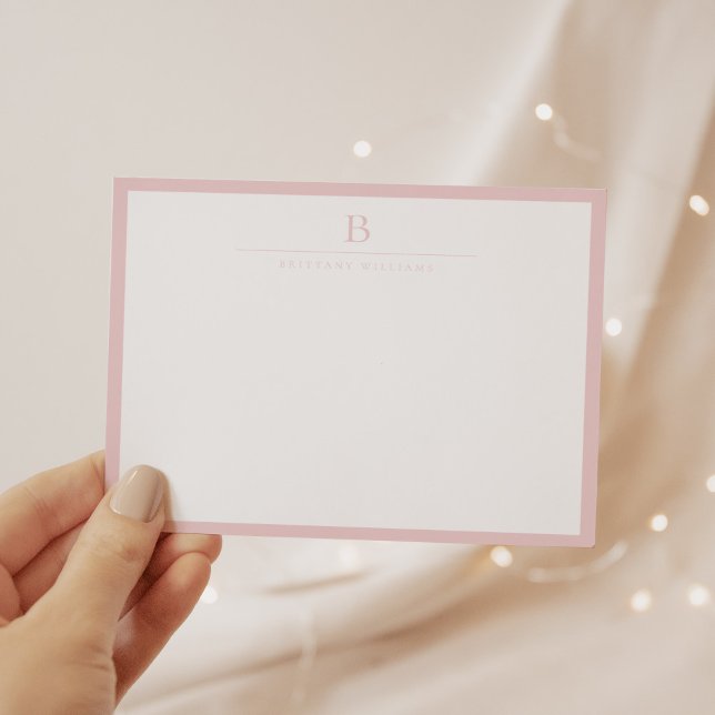 Carte De Correspondance Chic rose pâle, papeterie moderne classique (Créateur téléchargé)
