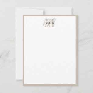 Carte De Correspondance Chic rustique moderne Monogramme beige minimaliste