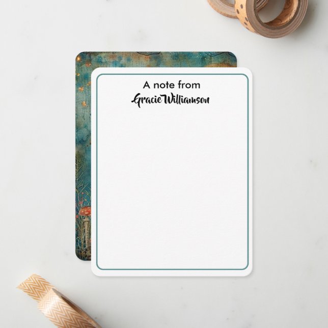 Carte De Correspondance Chic Script Calligraphie Fairy Garden Une Note De (Devant/Arrière en situation)