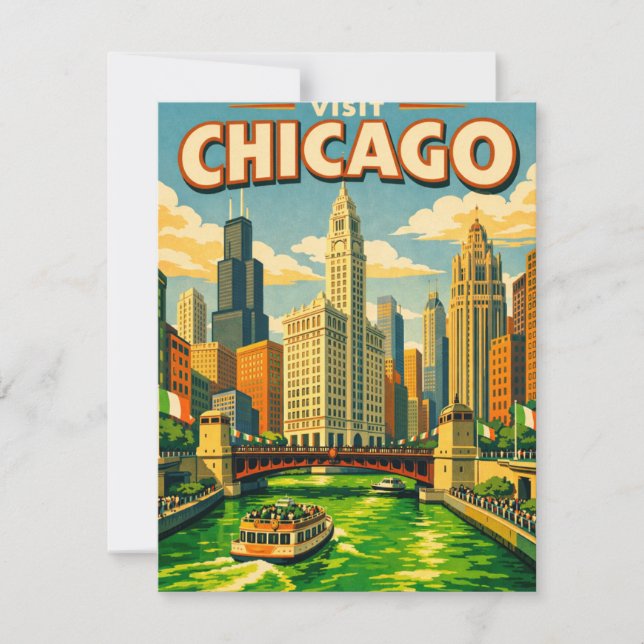 Carte De Correspondance Chicago River Saint Patricks day postcard (Devant)