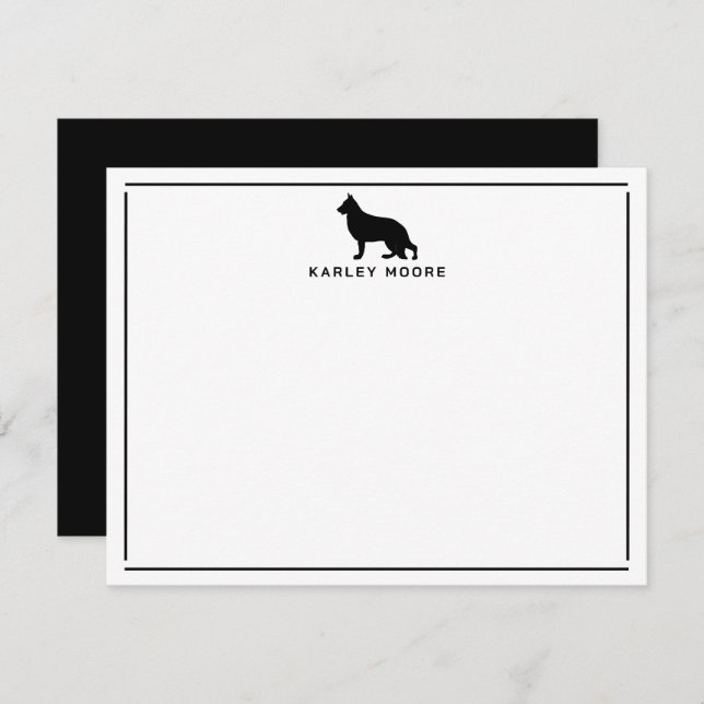 Carte De Correspondance Chien berger allemand noir Stérery frontalier mode (Devant / Derrière)