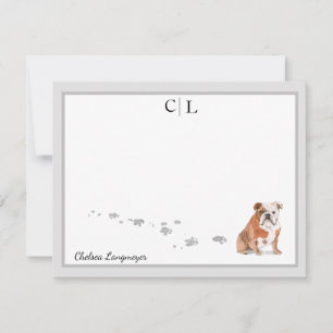 Carte De Correspondance Chien-chien anglais Gris de la frontière Monogramm