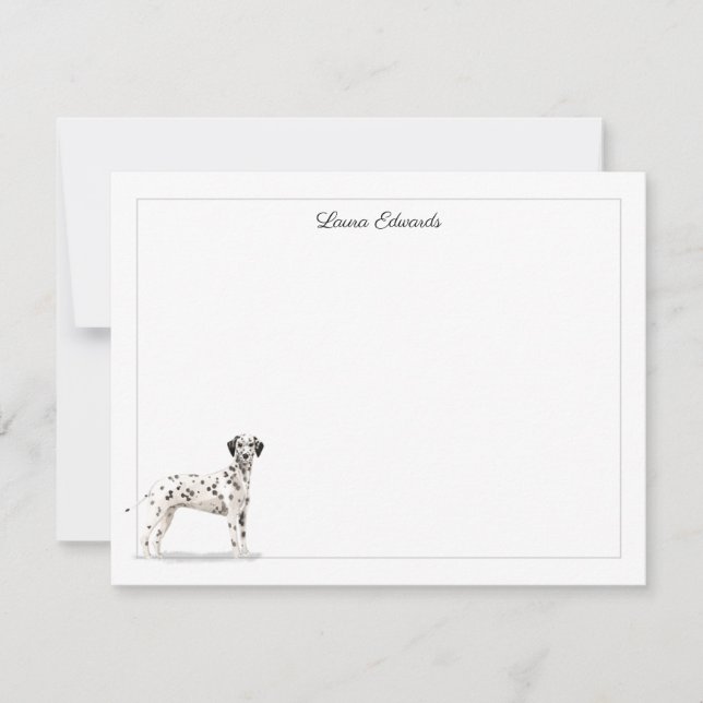 Carte De Correspondance Chien Dalmatien Bordure Grise Personnalisé (Devant)