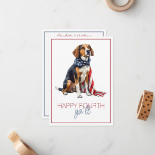 Carte De Correspondance Chien de chasse patriotique personnalisé du 4 juil