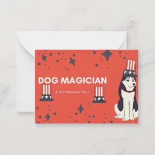 Carte De Correspondance Chien Magicien Enfants Salle de classe Valentines