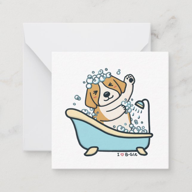 Carte De Correspondance Chien mignon dans une douche Illustration (Devant)