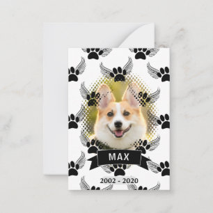 Carte De Correspondance Chien Pet Memorial Personnalisé Noir Et Blanc