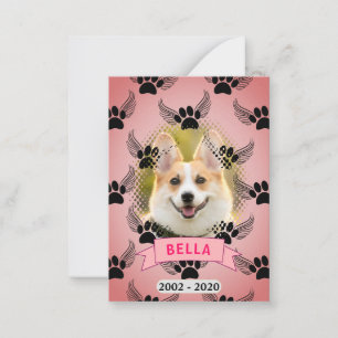 Carte De Correspondance Chien Pet Memorial Personnalisé rose