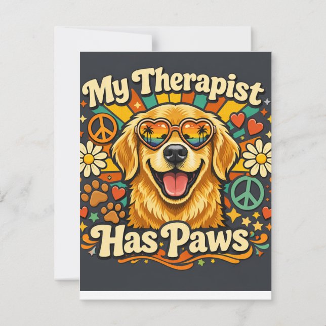 Carte De Correspondance Chien Retriever doré drôle  (Dos)
