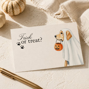 Carte De Correspondance Chien Retriever doré Halloween « Trick or Treat »