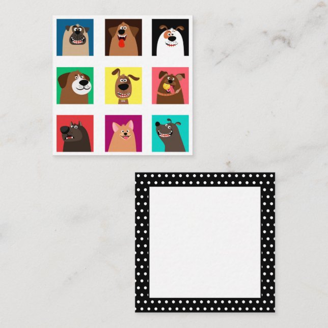 Carte De Correspondance Chiens de dessin amusants (Devant / Derrière)