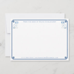Carte De Correspondance Chiens de Staffordshire en porcelaine bleue et bla