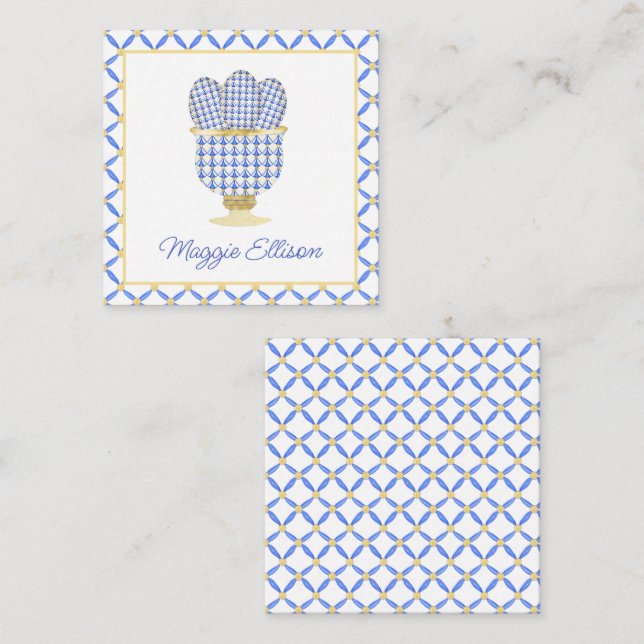 Carte De Correspondance Chinoiserie Aquarelle Chic OEufs Cadeau Boîtier (Devant / Derrière)