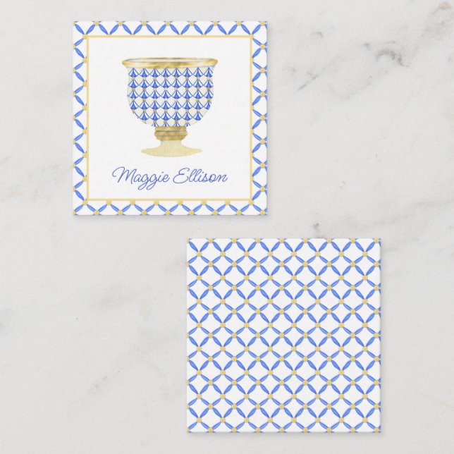 Carte De Correspondance Chinoiserie Aquarelle Chic Vase Enceinte Cadeau (Devant / Derrière)