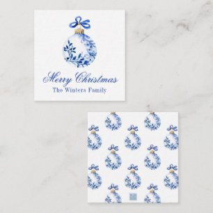 Carte De Correspondance Chinoiserie Bleu & Blanc Cadeau de Noël