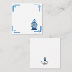 Carte De Correspondance Chinoiserie Jar de gingembre bleu et blanc