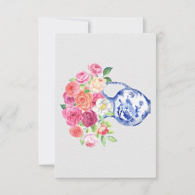 Carte De Correspondance Chinoiserie Vase Floral Merci, Sympathie (Dos)