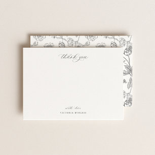 Carte De Correspondance Chinoiserie vintage Grey Merci Floral