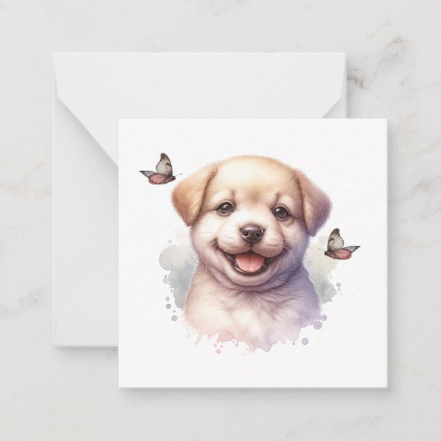 Carte De Correspondance Chiot et papillons (Devant)