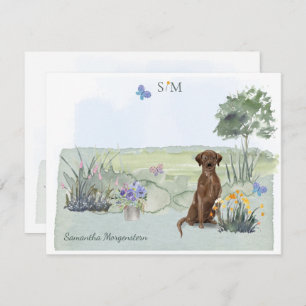 Carte De Correspondance Chocolat Labrador Récupérer Chien Monogramme et no
