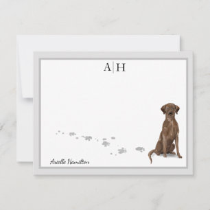Carte De Correspondance Chocolat Labrador Retriever Gris Monogramme fronta
