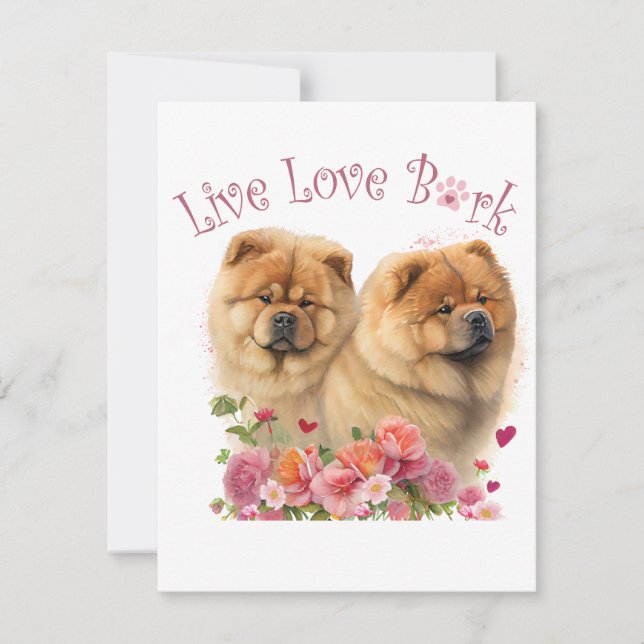 Carte De Correspondance Chow Chow Chien Maman Florale (Devant)