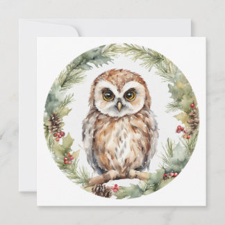 Carte De Correspondance christmas owl illustration owl wall art holiday