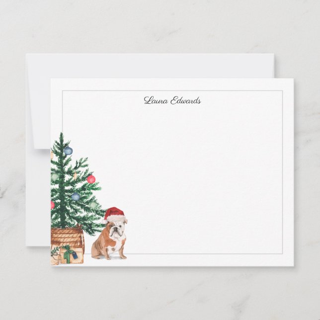 Carte De Correspondance Christmas Tree English Bulldog Holiday (Devant)