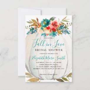 Carte De Correspondance Chute en amour Turquoise Floral Citrouille Fête de