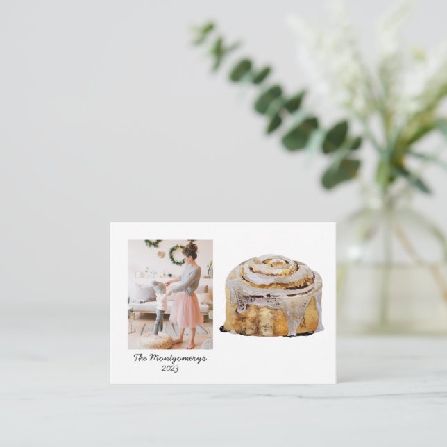 Carte De Correspondance Cinnamon Roll Photo Christmas Holiday Card (Debout devant)
