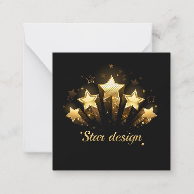Carte De Correspondance Cinq étoiles d'or en noir (Devant)
