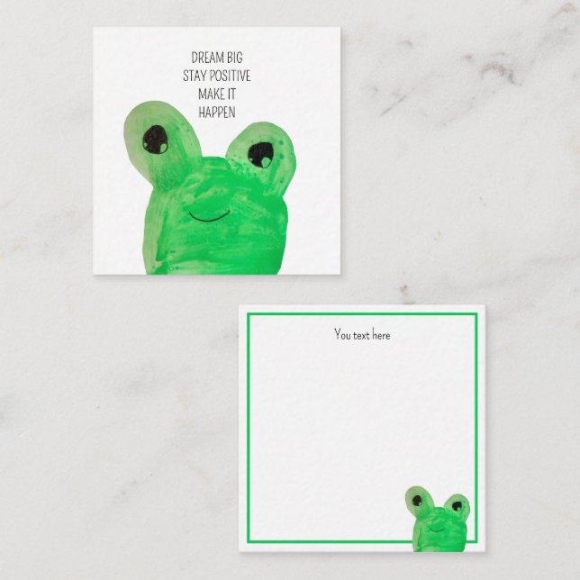 Carte De Correspondance Citation inspirante personnalisée Cute frog (Devant / Derrière)