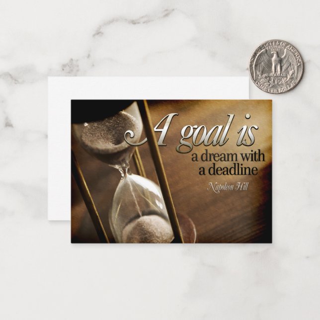Carte De Correspondance Citation Inspirationnelle de Napoléon Hill "Un but (Devant/Arrière en situation)