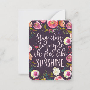 Carte De Correspondance Citation Sunshine, Boho Inspirant Motivationnel