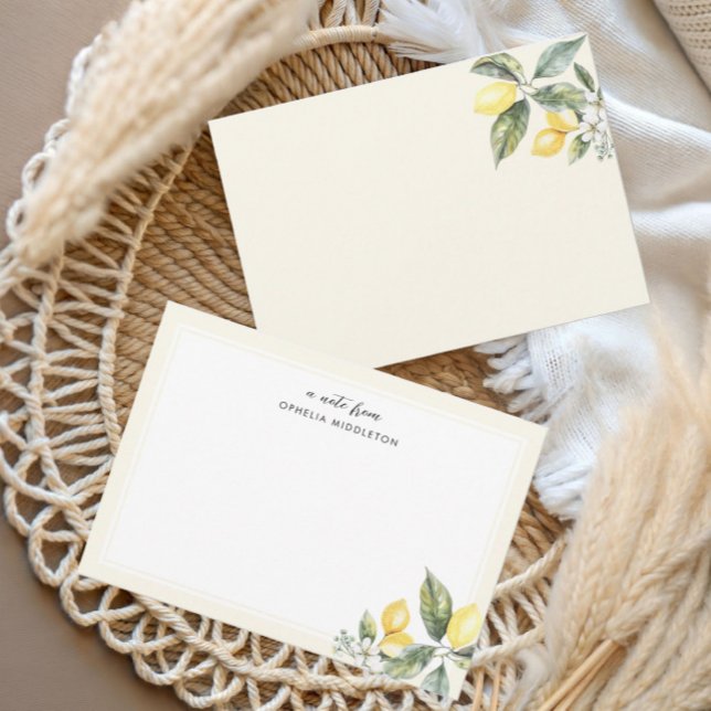 Carte De Correspondance Citron au style aquarelle élégant  (Créateur téléchargé)
