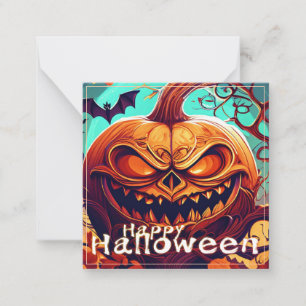 Carte De Correspondance Citrouille chauve-souris Jack-o-Lantern Halloween