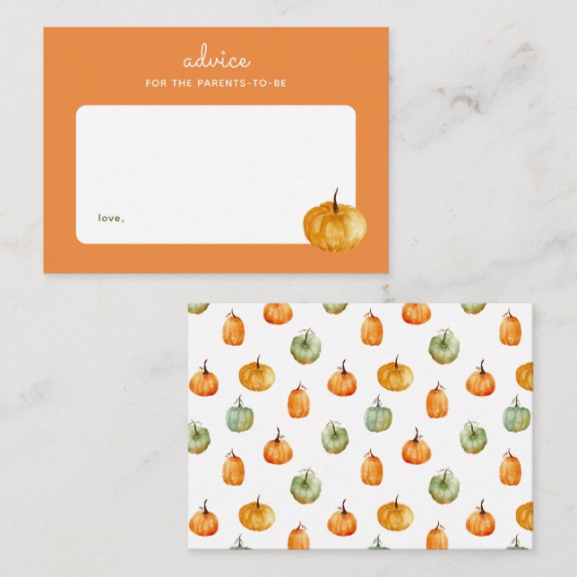 Carte De Correspondance Citrouille d'automne Orange Baby shower Conseil pa (Devant / Derrière)