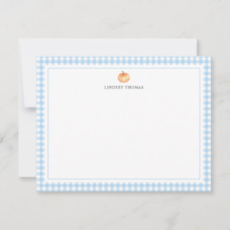 Carte De Correspondance Citrouille personnalisée avec bordure à carreaux b