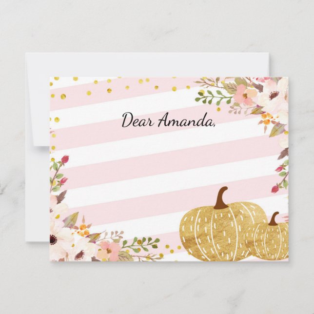 Carte De Correspondance Citrouille temps Pink Gold Capsule Note Card Guest (Devant)