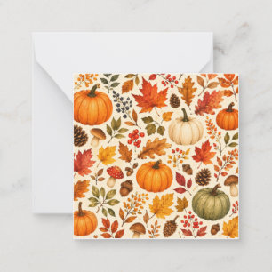 Carte De Correspondance Citrouilles aquarelles d'automne, feuilles d'autom