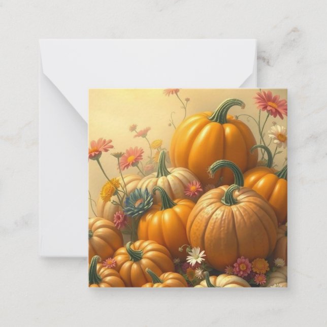 Carte De Correspondance Citrouilles Florales Douces (Devant)