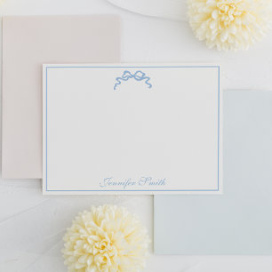 Carte De Correspondance Clair Bleu Doux Bow mince Bordure Forme